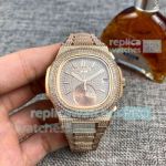 Swiss Replica Patek Philippe Nautilus All Rose Gold Diamond Watch 40mm